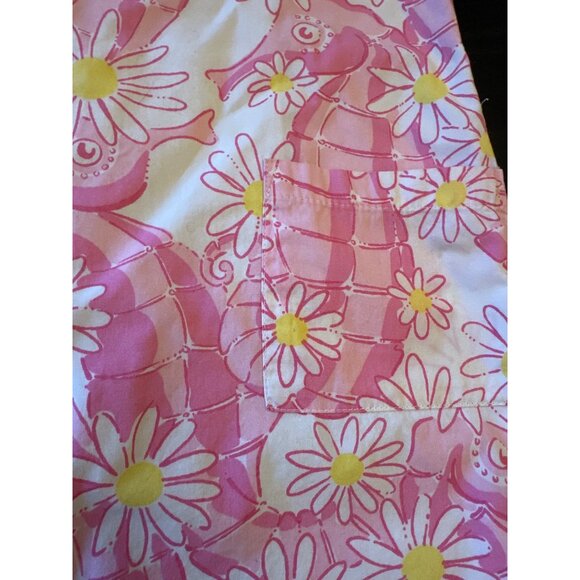 Lilly Pulitzer Girls Sleeveless Pink Seahorse & Daisy Dress Size 6 Cotton Blend - Picture 2 of 5